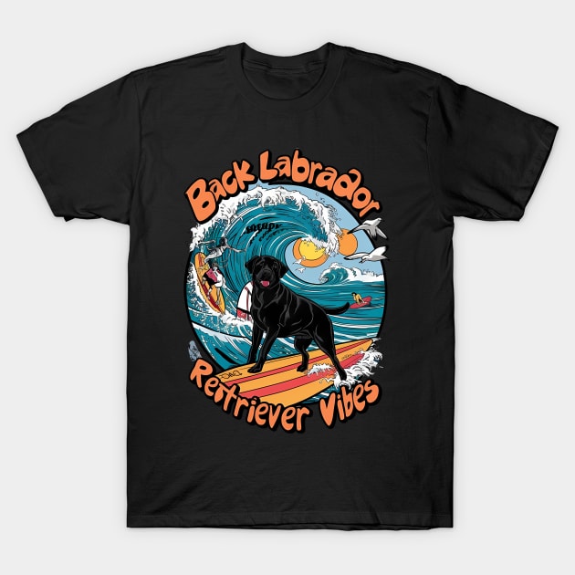 Wave Rider Black Labrador Retriever Pup T-Shirt by coollooks